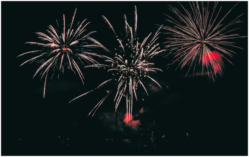 Vibrant fireworks illuminating the night sky with