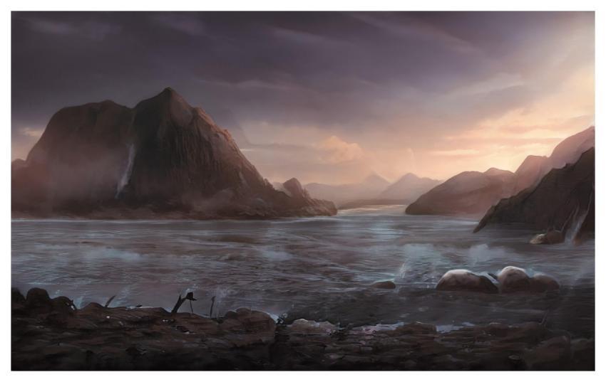 Lake River Rocks Fog