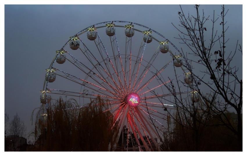 Ferris Wheel Night Sky Panoramic Lights