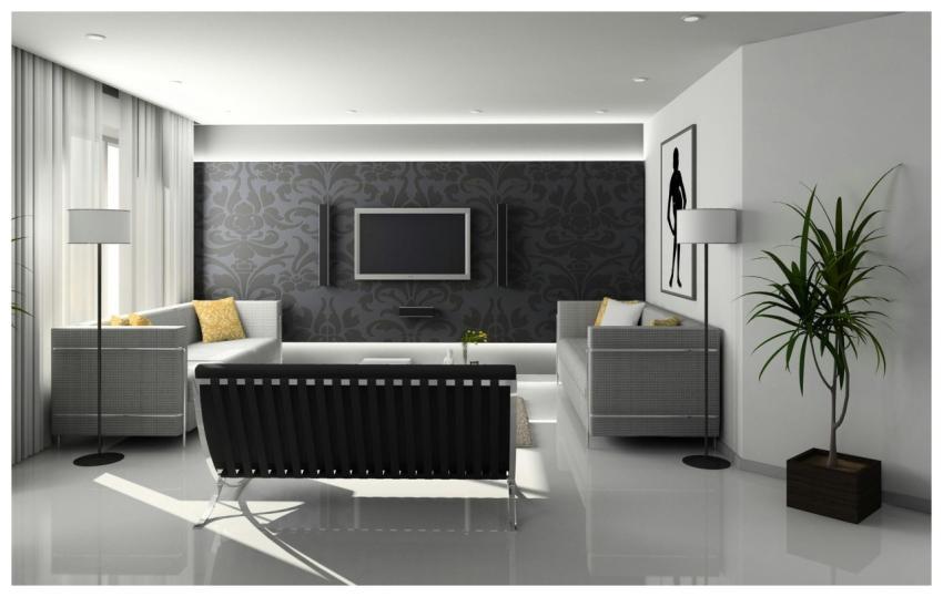 A sleek and modern living room with minimalist dec