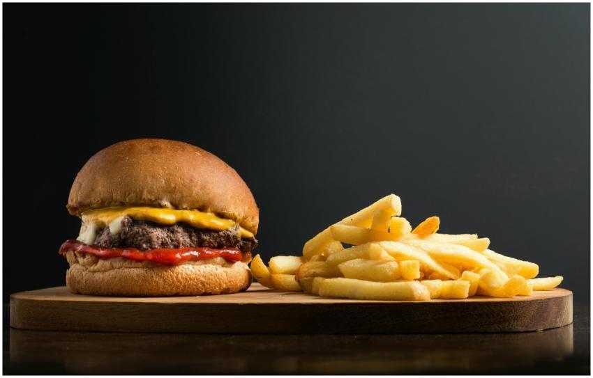 Appetizing burger with meat patty ketchup and chee