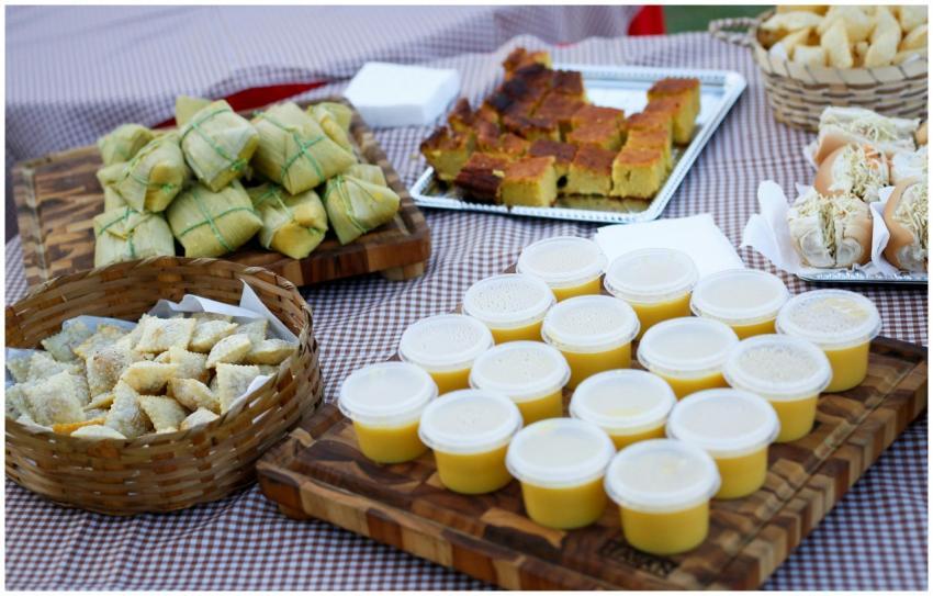 An assortment of traditional dishes including corn