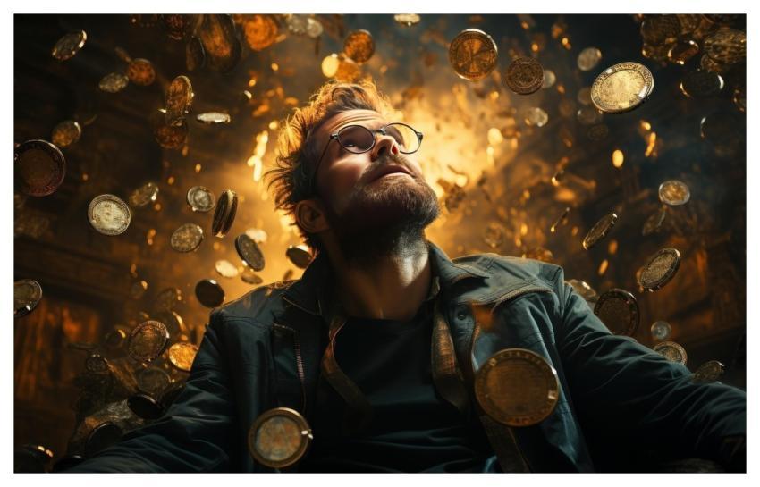 Ai Generated Man Coins Money