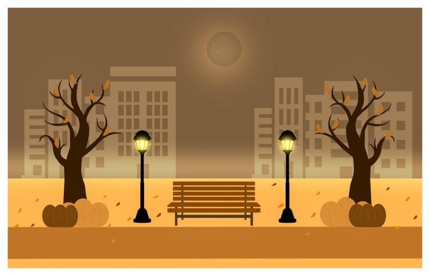 Bench Trees Park Buildings