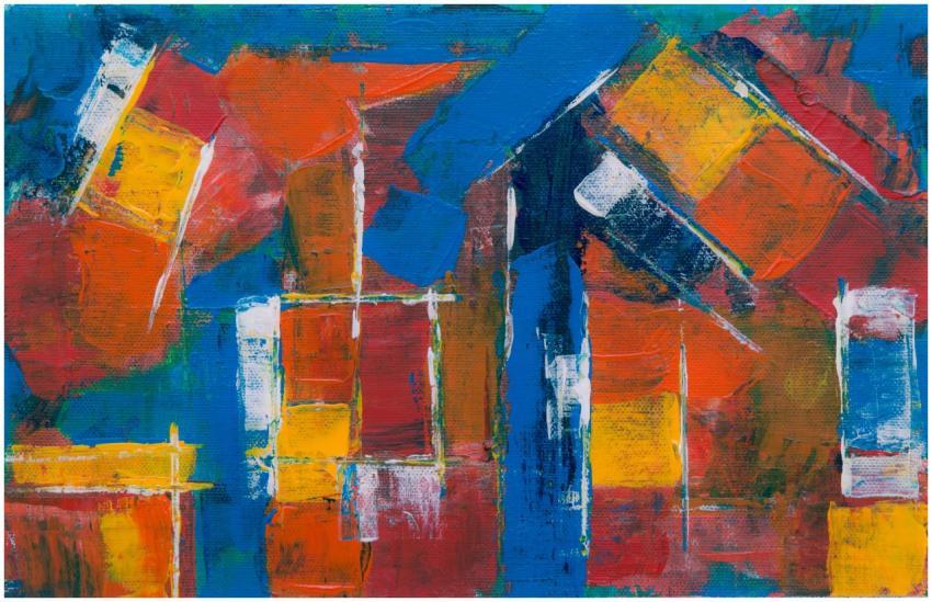 Colorful abstract painting with bold brush strokes