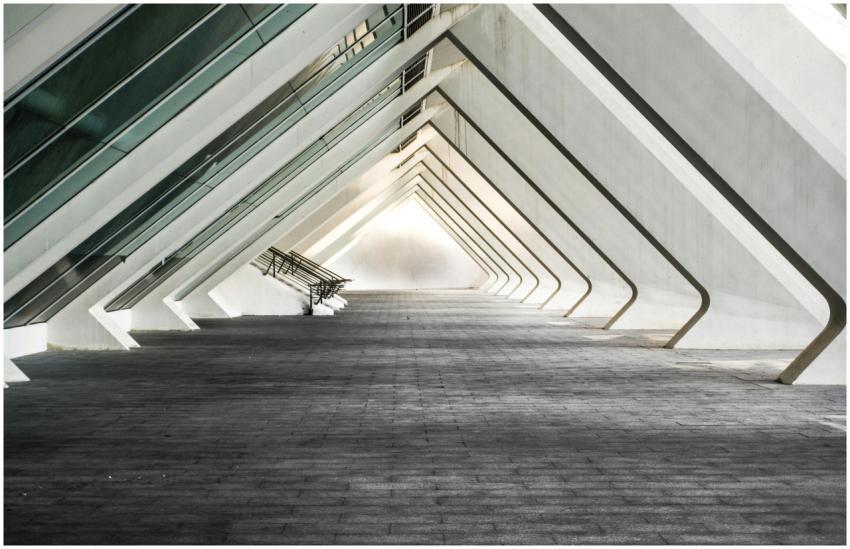 Explore a sleek and contemporary architectural hal