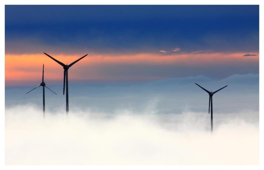 Windmills Clouds Fog Wind Power