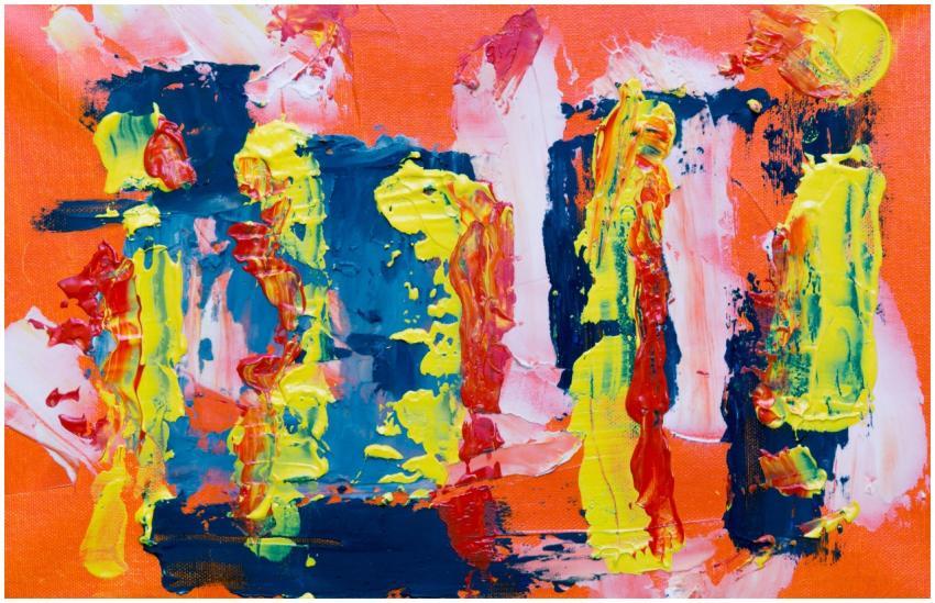 Vibrant abstract acrylic painting with bold colors