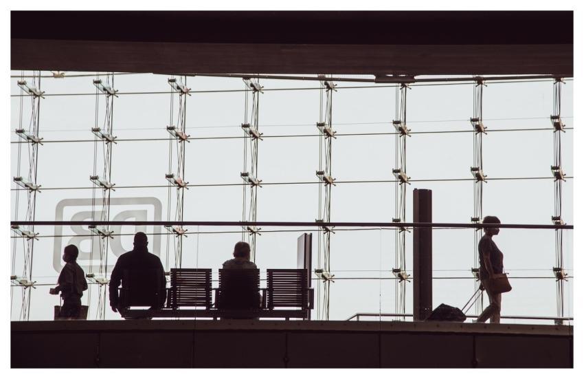 Silhouettes People Bank Suitcase