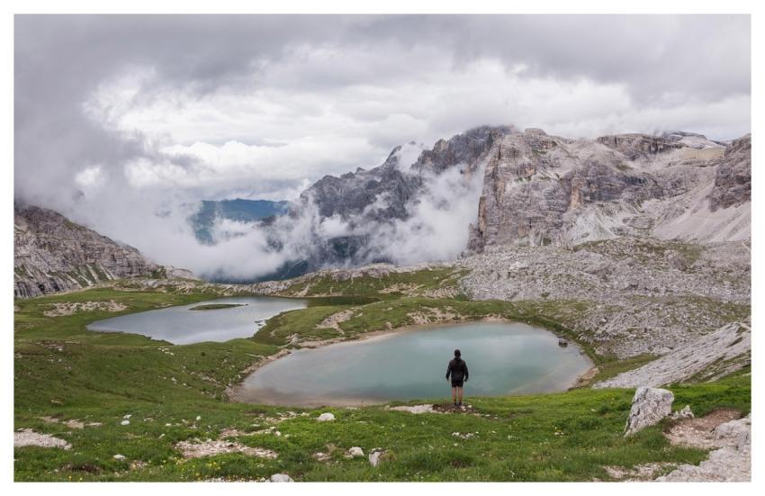 Dolomites Hiker Landscape Rock