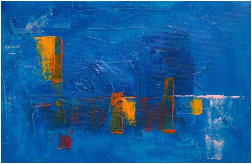 Bold abstract painting with vibrant colors and tex