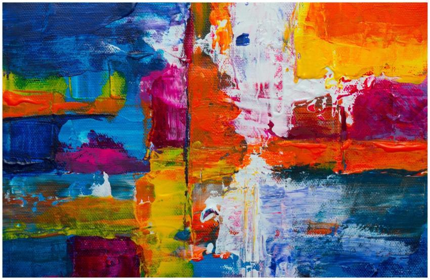 A colorful abstract canvas painting showcasing viv