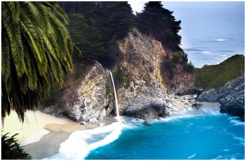 Breathtaking view of McWay Falls cascading onto th