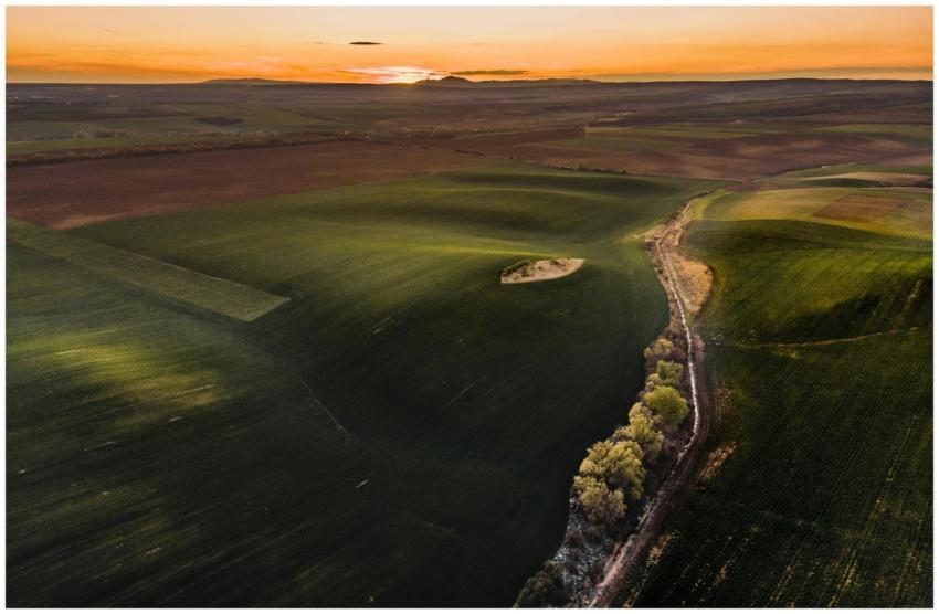 Beautiful aerial landscape of sprawling green fiel