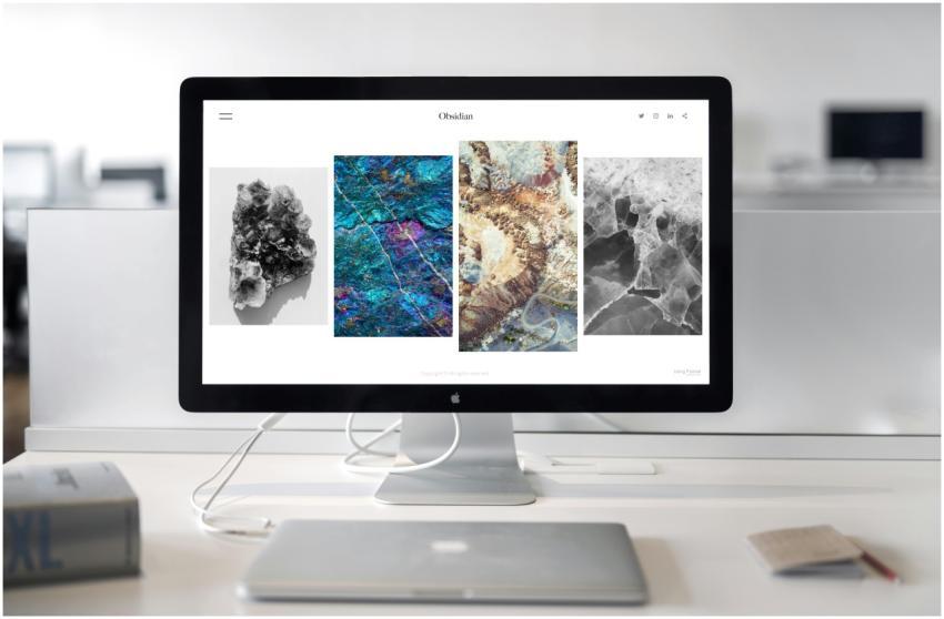 A contemporary office desk setup featuring a sleek