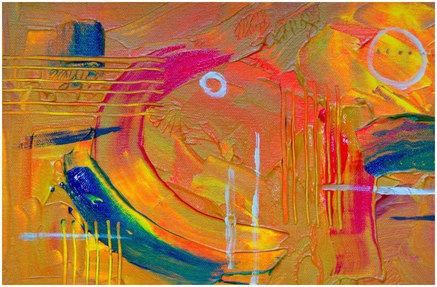 Colorful abstract expressionist painting with acry