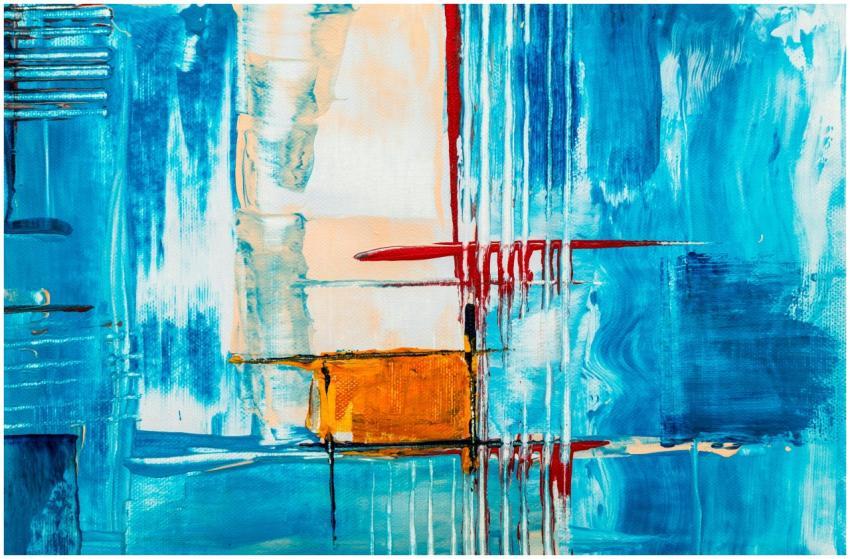 Dynamic abstract painting with vibrant colors and