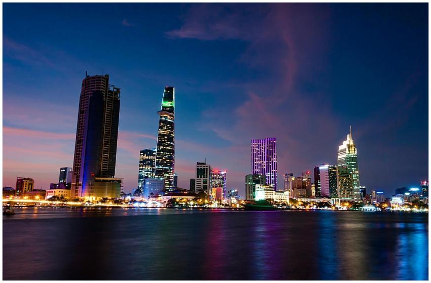 A stunning evening view of Ho Chi Minh City's skyl