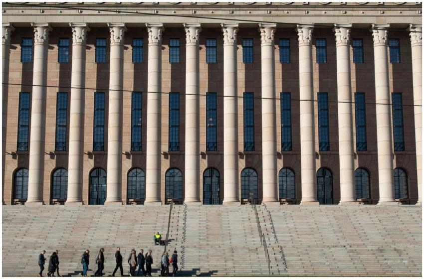 View of the Finnish Parliament House showcasing it