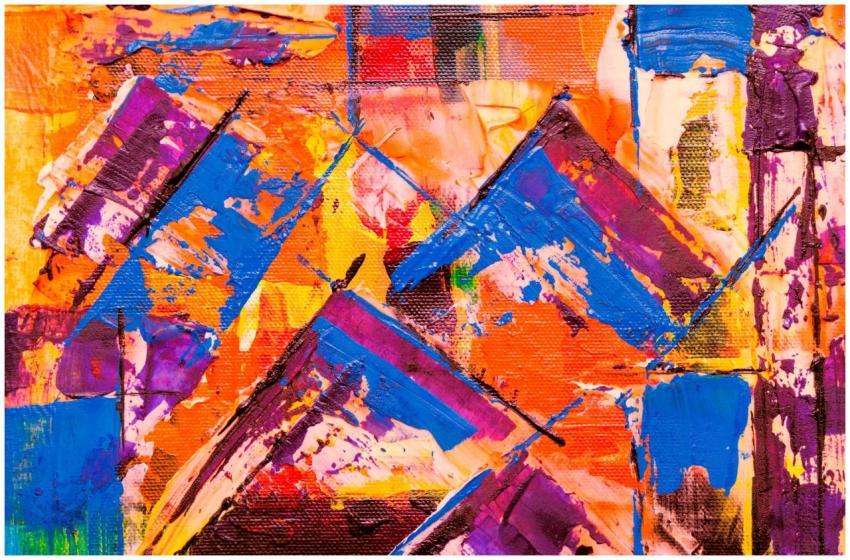 Dynamic abstract acrylic painting with vivid color