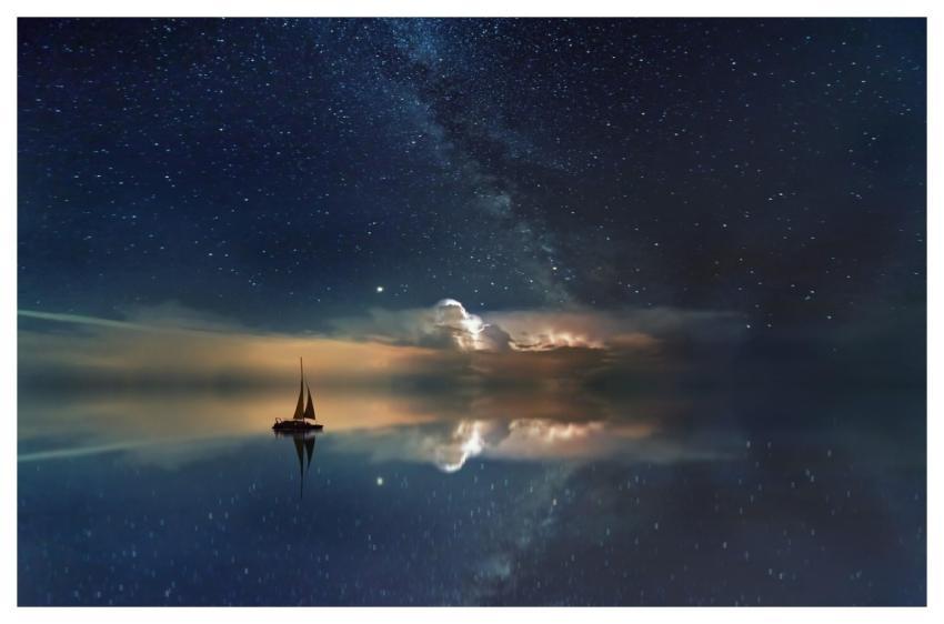 Ocean Milky Way Free Wallpaper Boat