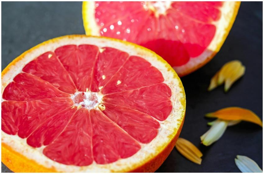 Close-up of juicy grapefruit halves showcasing vib