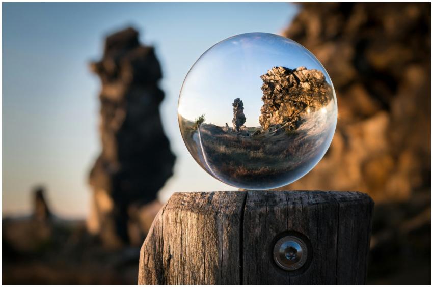 A mesmerizing view through a crystal sphere captur