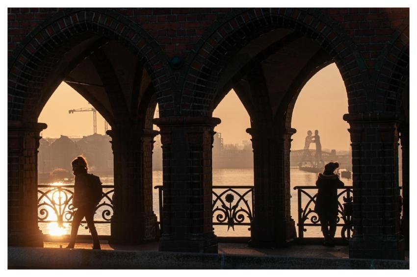 Bridge Sunrise Nature Silhouettes