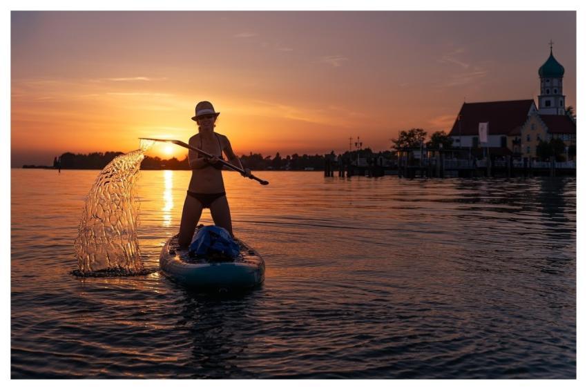 Sup Standup Paddleboarding Sunset Water Sport