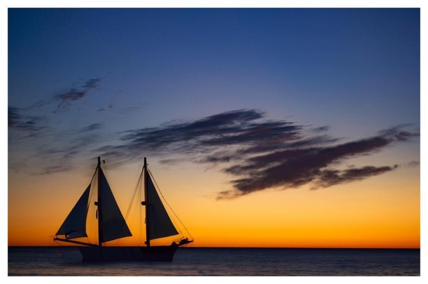 Sailboats Beach Sunset Sky