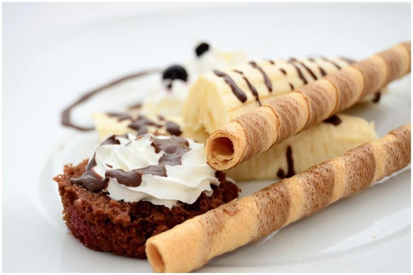 Indulgent dessert featuring chocolate, bananas, an