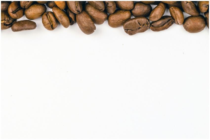 A detailed view of coffee beans on a white backgro