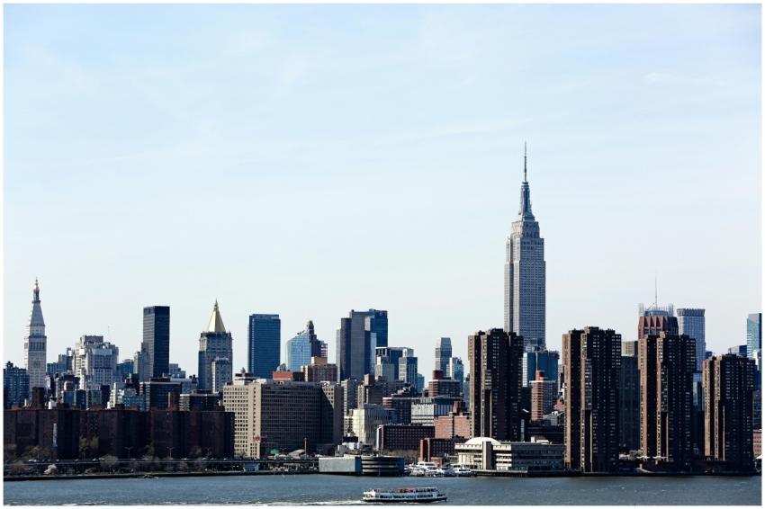 A stunning view of the New York City skyline featu