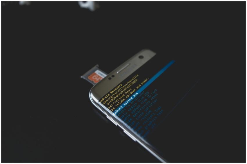 Close-up of a smartphone displaying Android recove