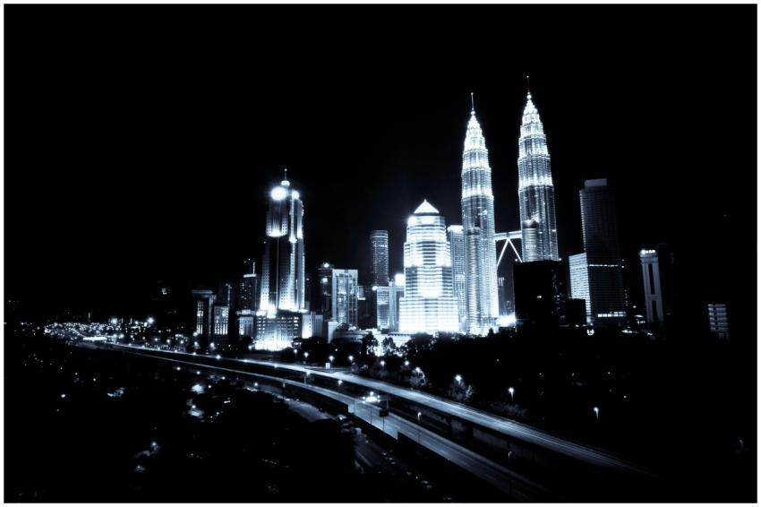 A breathtaking black and white view of Kuala Lumpu