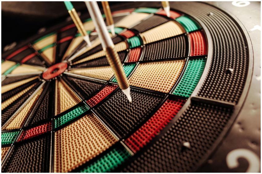 A detailed close-up of an electronic dartboard, sh