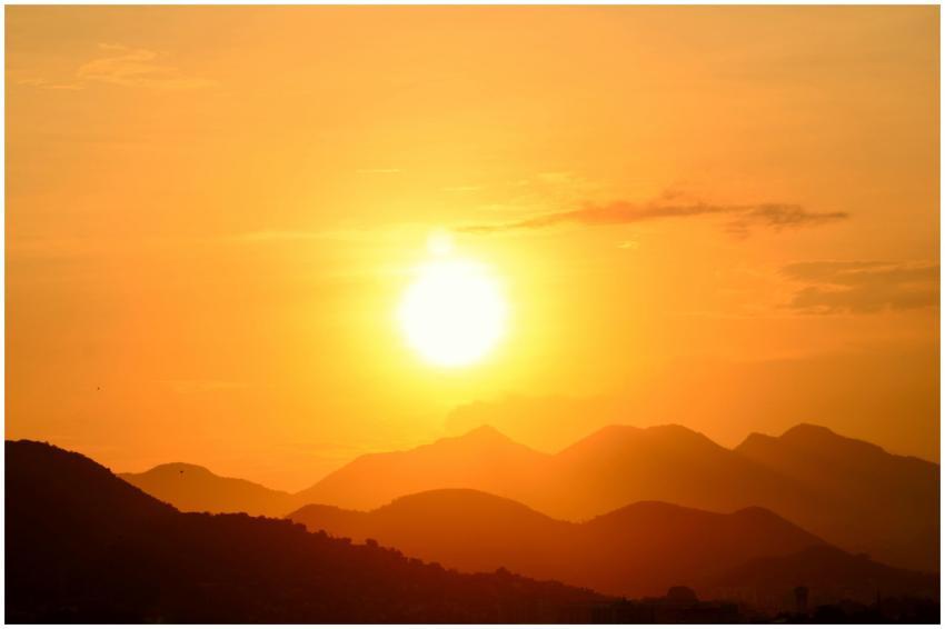 Stunning sunset over Rio de Janeiro's mountains, c
