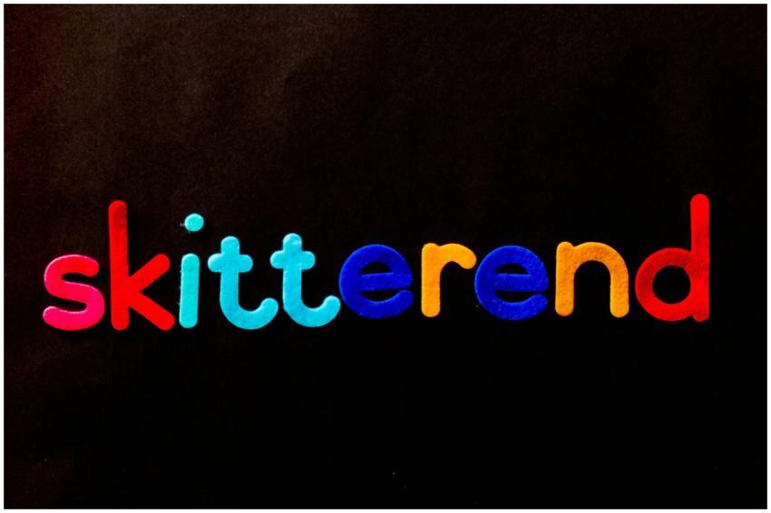 Vibrant multicolored alphabet letters spelling 'sk