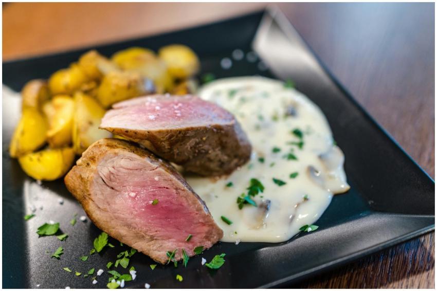 Savor the taste of tender beef with crispy potatoe