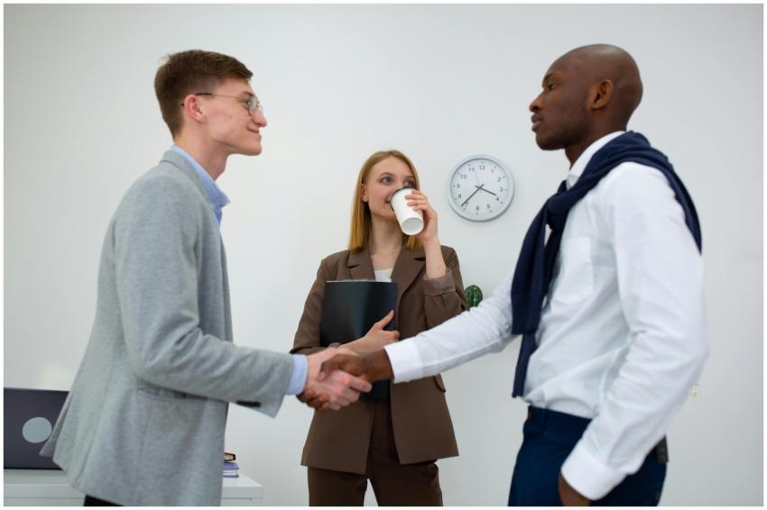 Professional meeting with two men shaking hands an