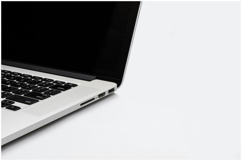 Closeup of a sleek laptop keyboard and screen on a