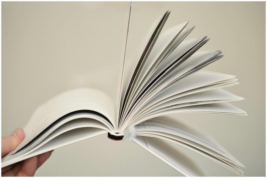 Close-up of an open book with pages flying, symbol