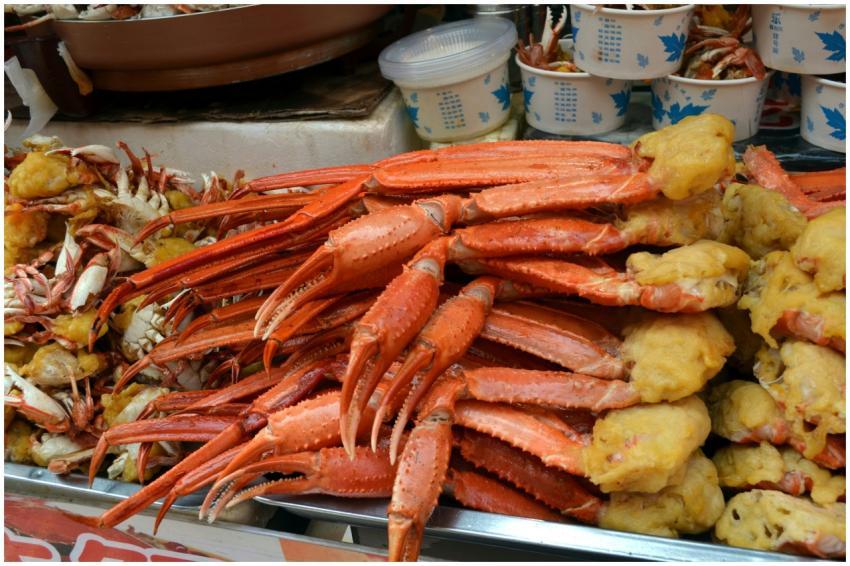 Delicious freshly cooked crab legs displayed at a