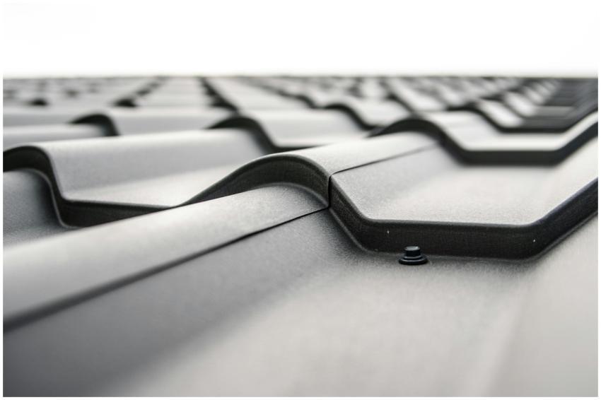 Close-up view of a metal roof's wavy design showca
