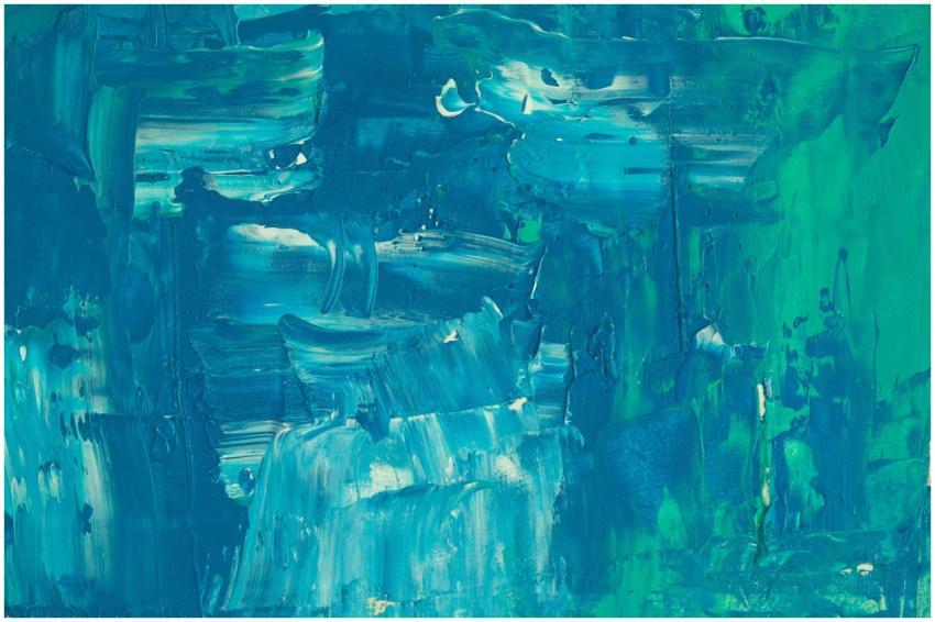 Dynamic blue and green abstract expressionist pain