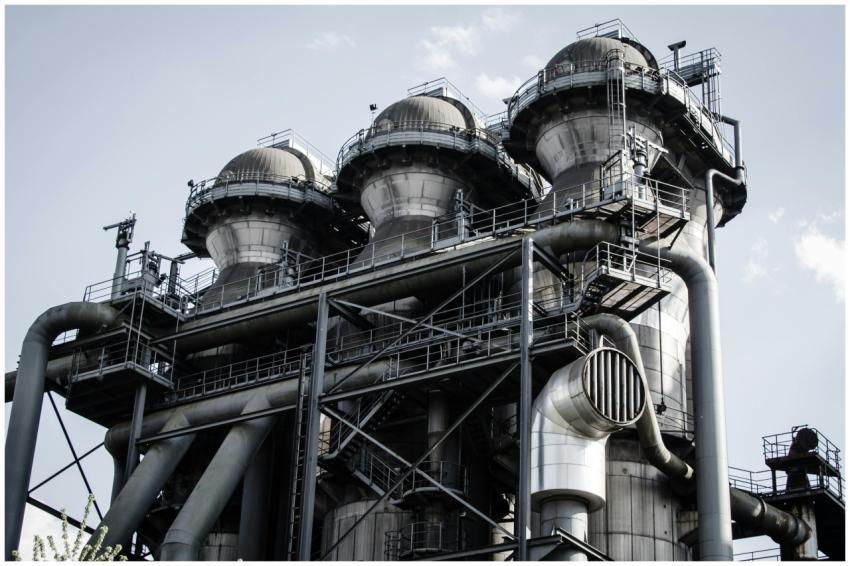 A powerful industrial structure with pipes and mac