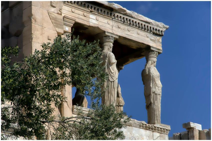 Ancient Caryatid Porch of the Erechtheion in Athen