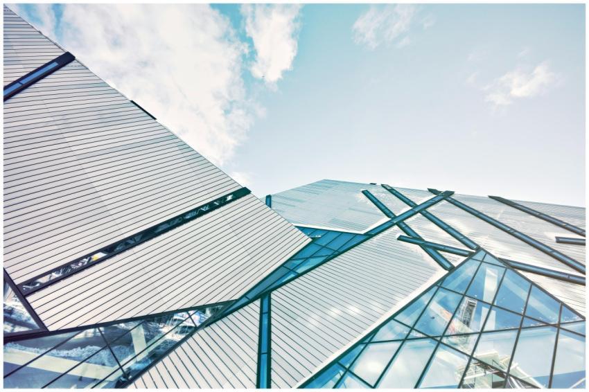 Low angle shot of a contemporary building with gla