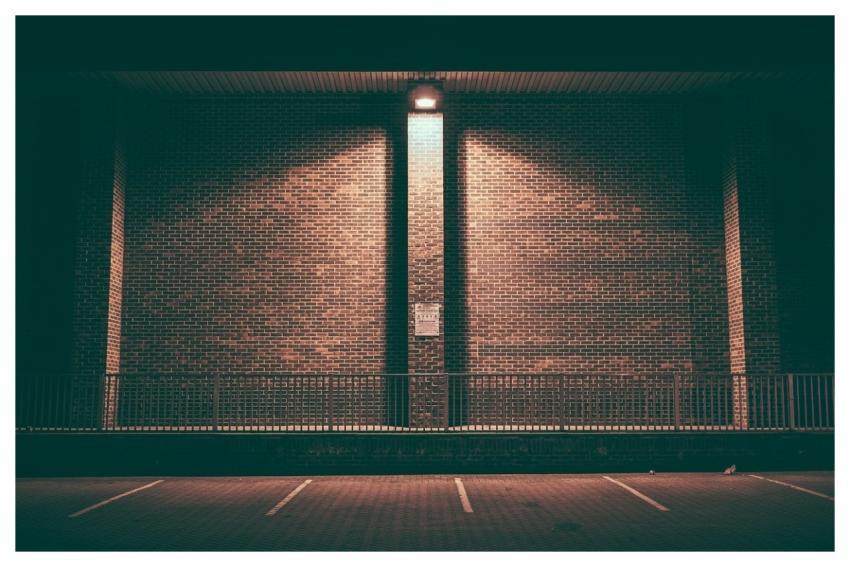 Brick Wall Empty Lighted Night