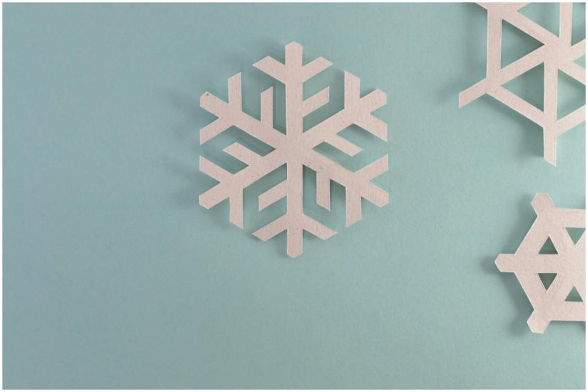 Elegant paper snowflakes on a pale blue background